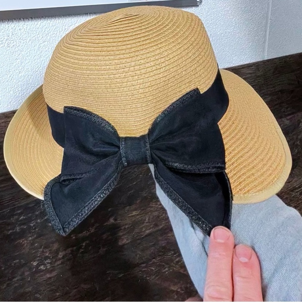 LC Lauren Conrad Tan Hat with Black Bow